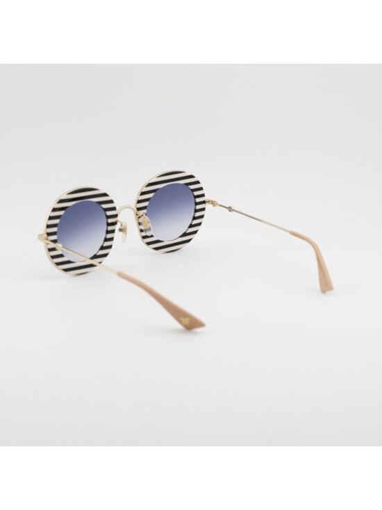 Gucci GG0113S 008 Sunglasses Black Round Frame, Blue Gradient Lenses main image 4